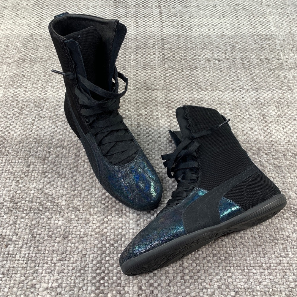 Puma Eskiva Hi Sneakers Womens 10 Black Iridescent Crackle Boxing High Top